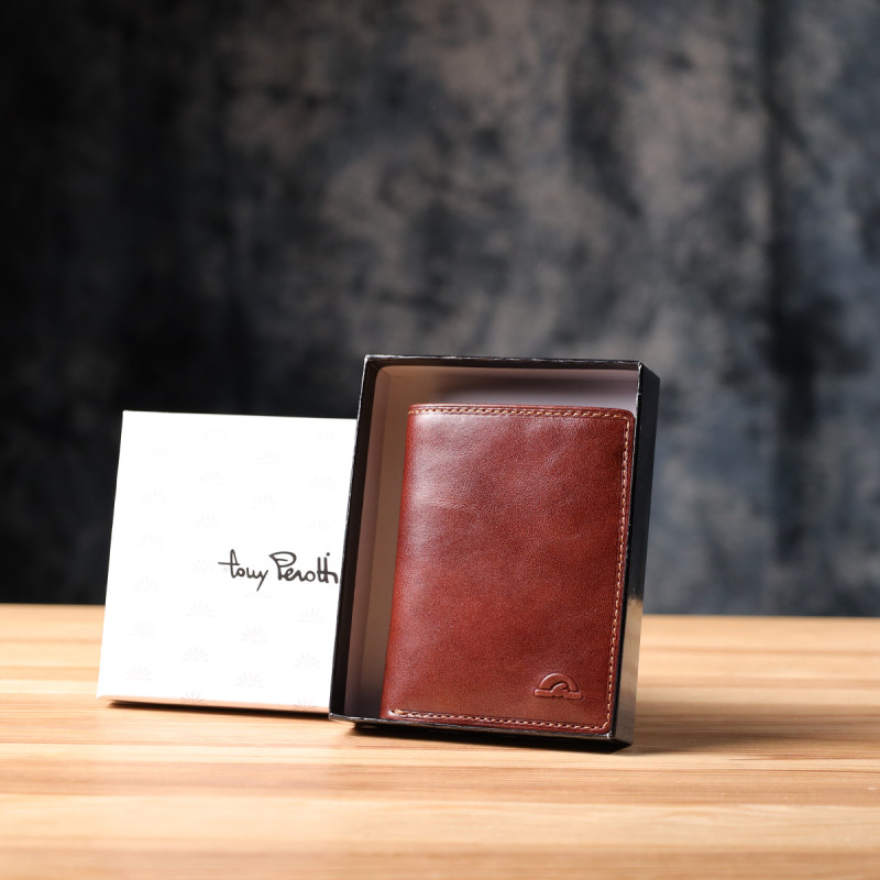 Гаманець для чоловіків з глянсової натуральної шкіри Tony Perotti _ ( moro) Коричневий