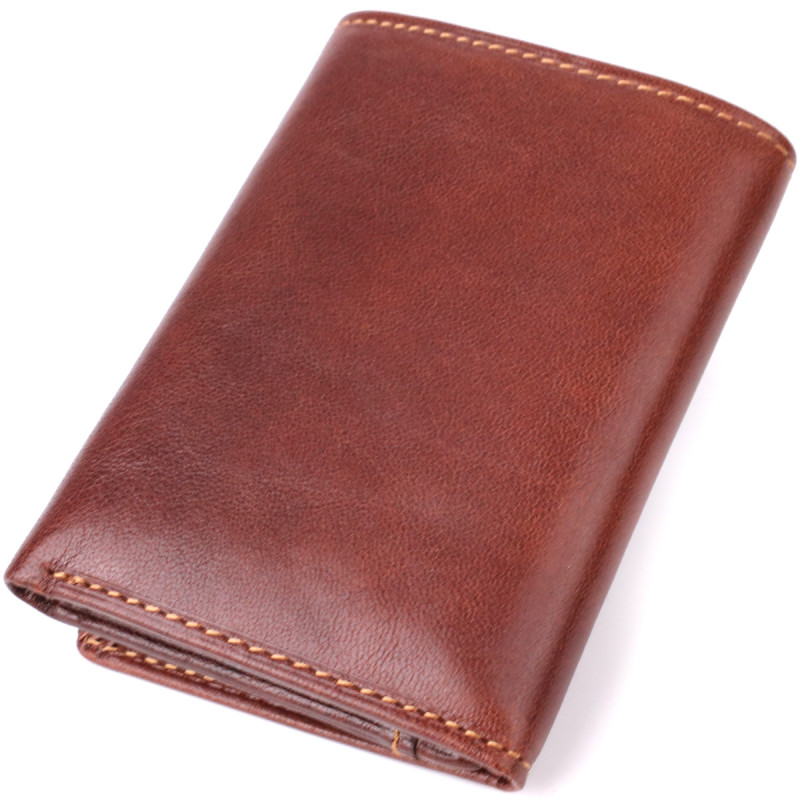 Компактний гаманець для чоловіків з натуральної глянсової шкіри Tony Perotti _ ( moro) Коричневий
