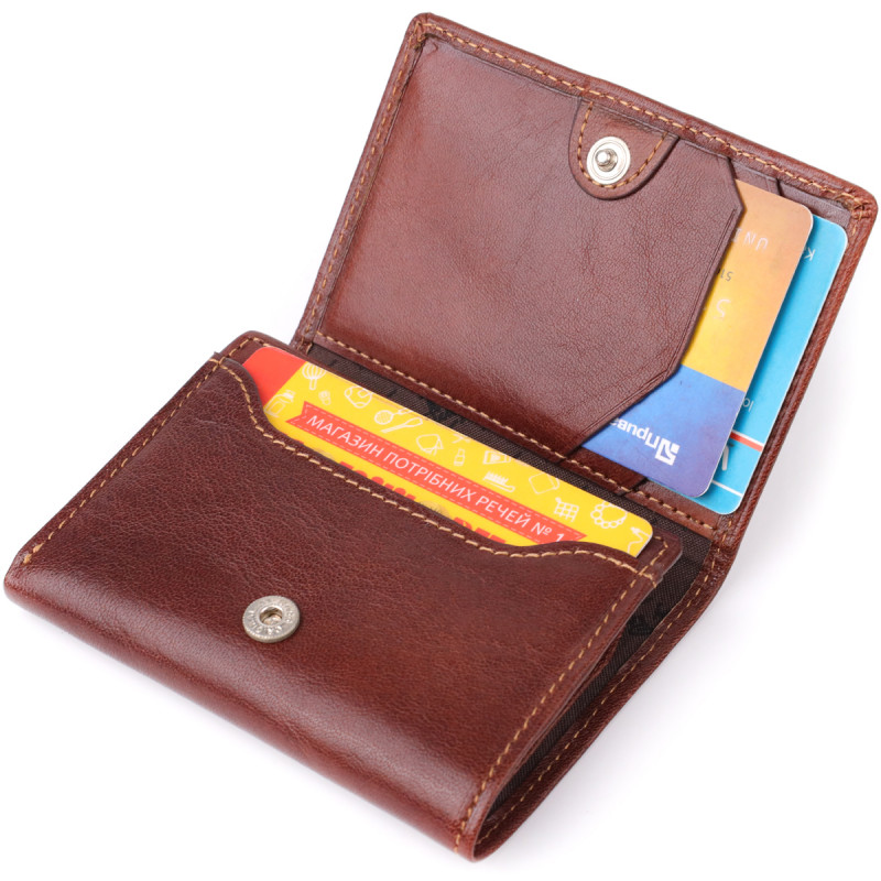 Компактний гаманець для чоловіків з натуральної глянсової шкіри Tony Perotti _ ( moro) Коричневий