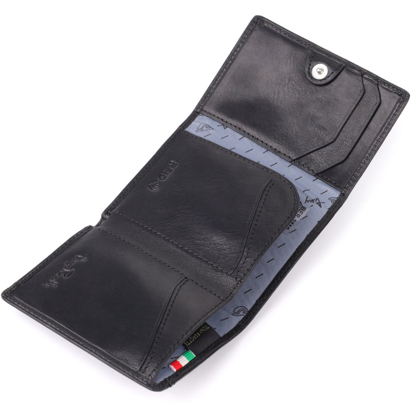 Небольшой бумажник для мужчин из глянцевой натуральной кожи Tony Perotti _ ( nero) Черный