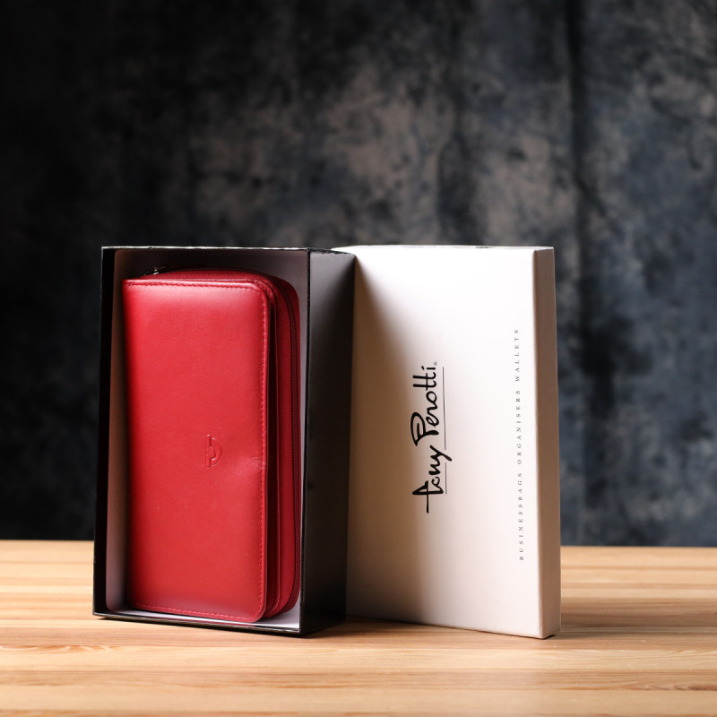 Місткий жіночий гаманець з натуральної шкіри Tony Perotti _ ( rosso) Червоний