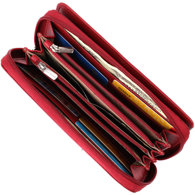 Місткий жіночий гаманець з натуральної шкіри Tony Perotti _ ( rosso) Червоний