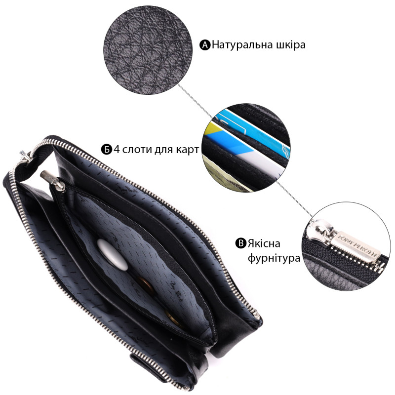 Оригинальный женский кошелек из натуральной кожи Tony Perotti _ ( nero) Черный