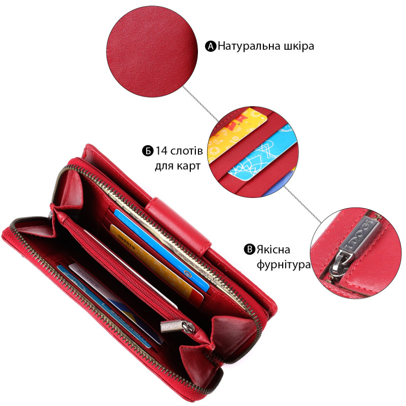 Женский вертикальный кошелек из натуральной кожи Tony Perotti _ ( rosso) Красный