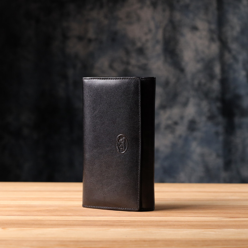 Стильный женский горизонтальный кошелек из глянцевой натуральной кожи Tony Perotti _ ( nero) Черный