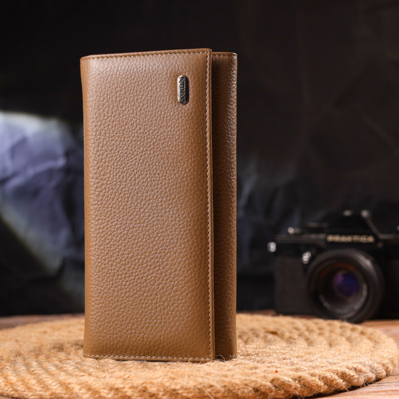 Женский кожаный кошелек для карт купюр и монет CANPELLINI Бежевый