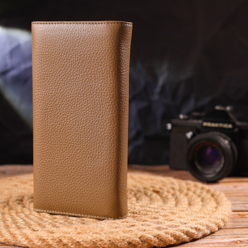 Женский кожаный кошелек для карт купюр и монет CANPELLINI Бежевый