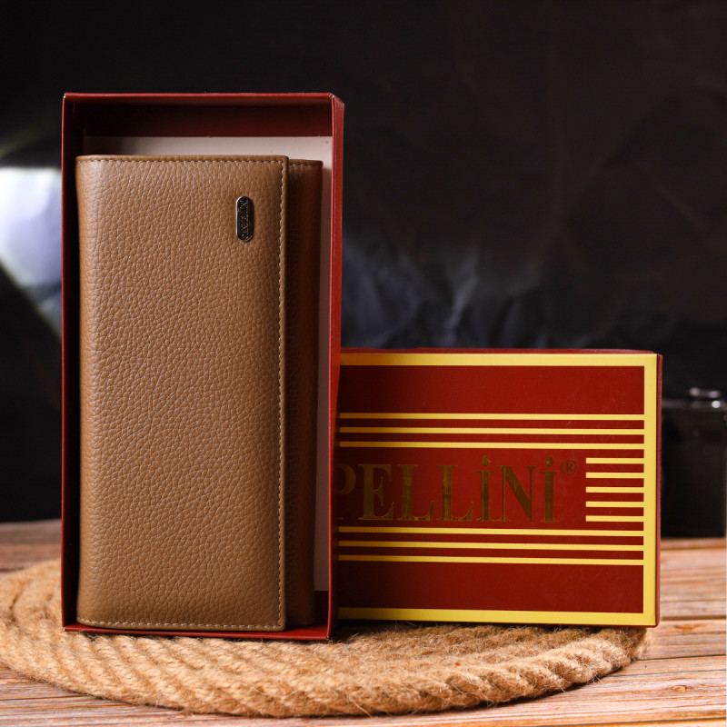 Женский кожаный кошелек для карт купюр и монет CANPELLINI Бежевый