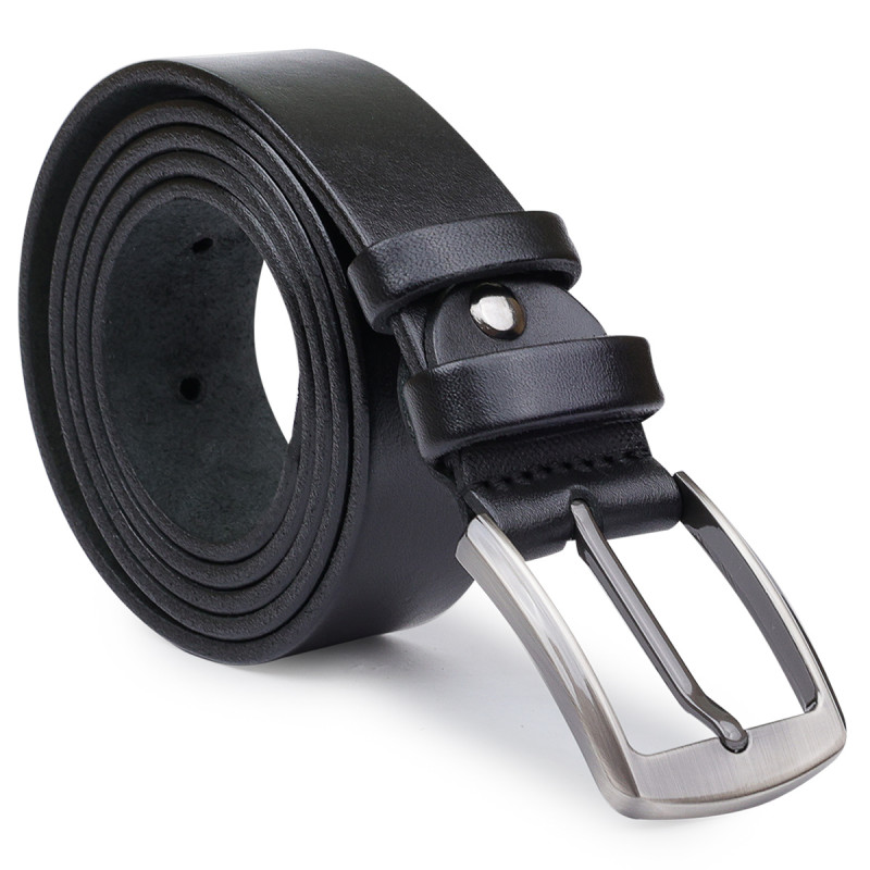 Класичний шкіряний ремінь для чоловіків Vintage Чорний