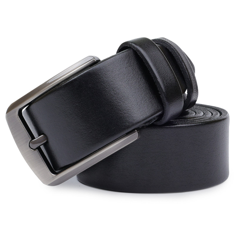 Класичний шкіряний ремінь для чоловіків Vintage Чорний