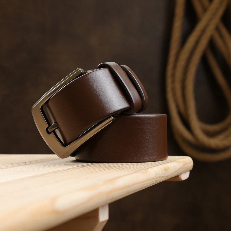 Гладкий чоловічий ремінь Vintage Коричневий