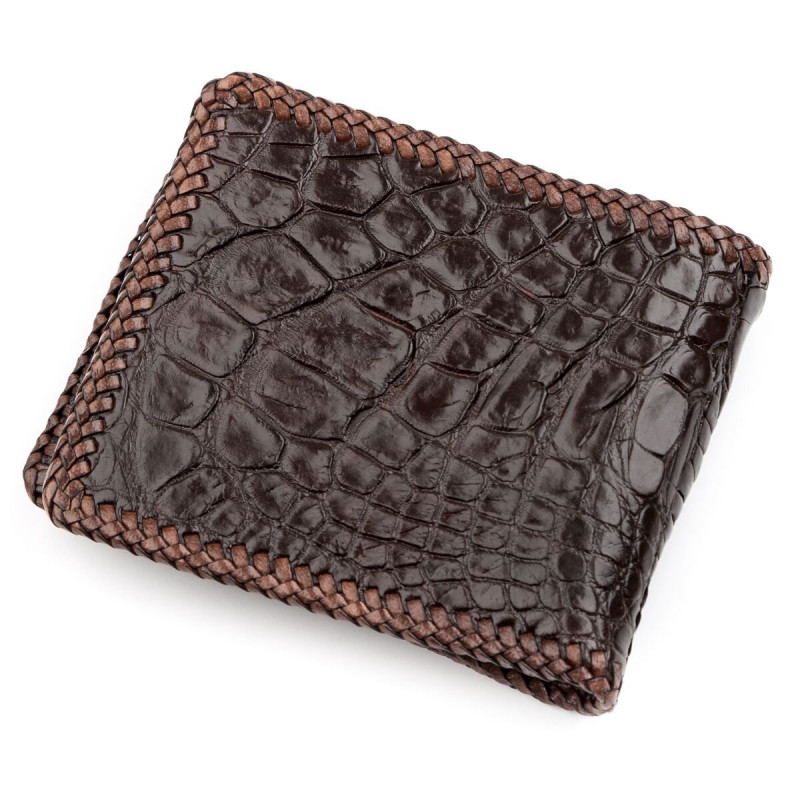 Портмоне CROCODILE LEATHER из натуральной кожи крокодила Коричневый