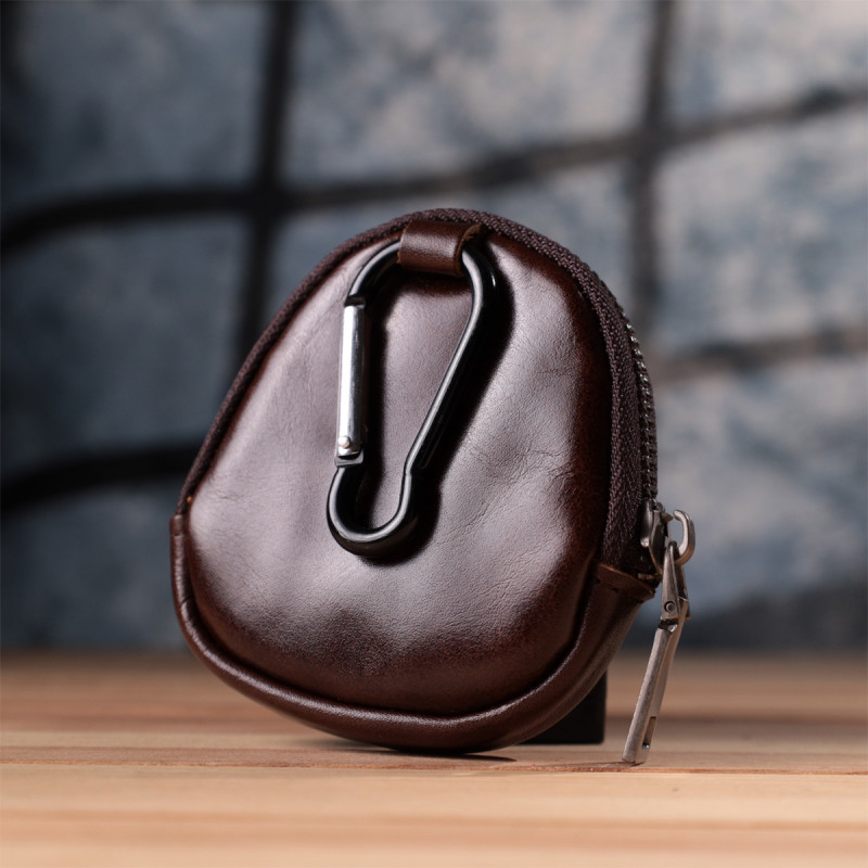 Небольшой кошелек для монет из натуральной кожи Vintage sale_ Коричневый