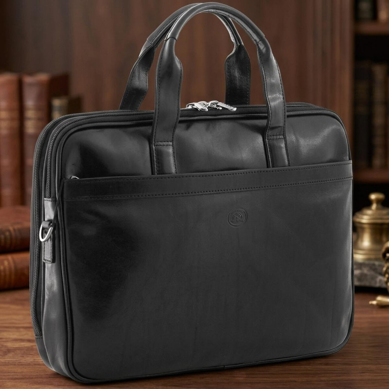 Чоловічий портфель з натуральної шкіри Tony Perotti Italico - nero () Чорний