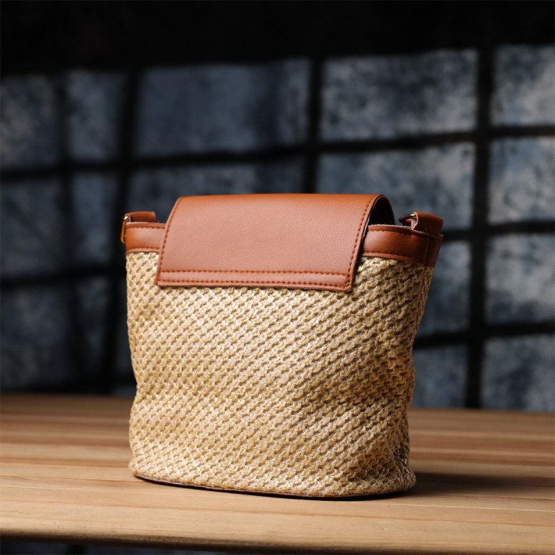 Летняя женская сумка из качественного текстиля Vintage sale_ Коричневый