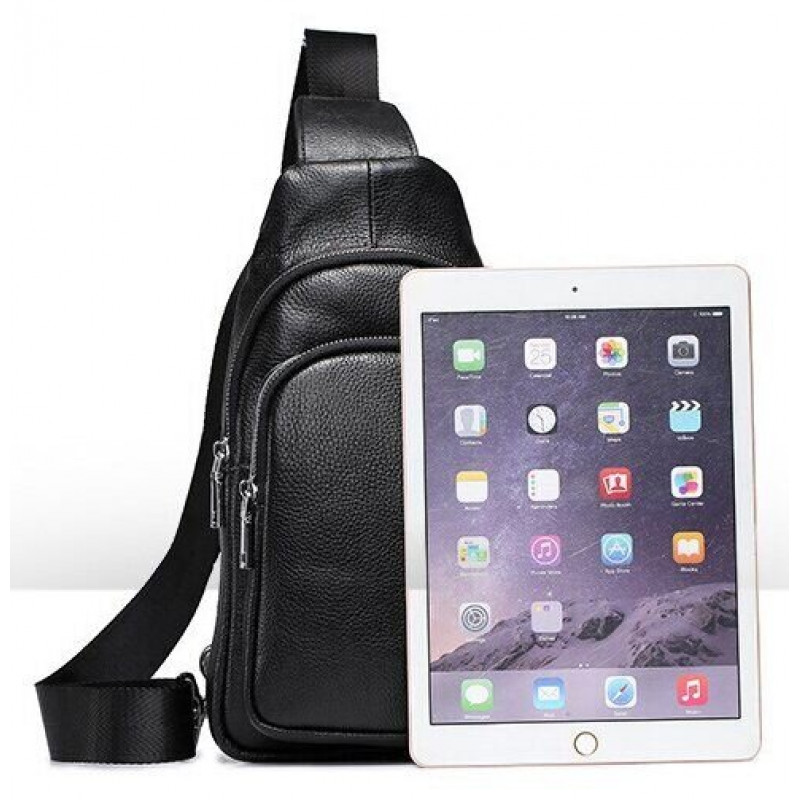 Сумка з зернистої шкіри через плече Vintage Чорна