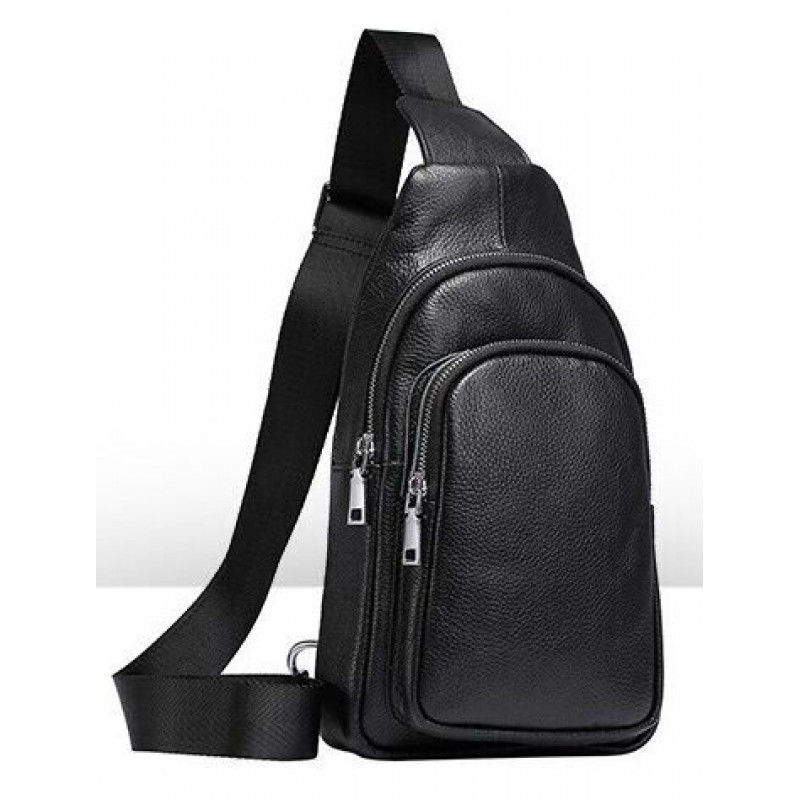 Сумка з зернистої шкіри через плече Vintage Чорна