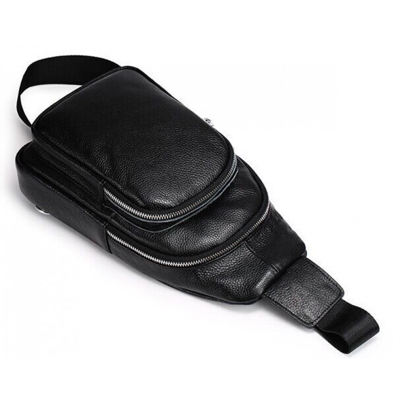 Сумка з зернистої шкіри через плече Vintage Чорна