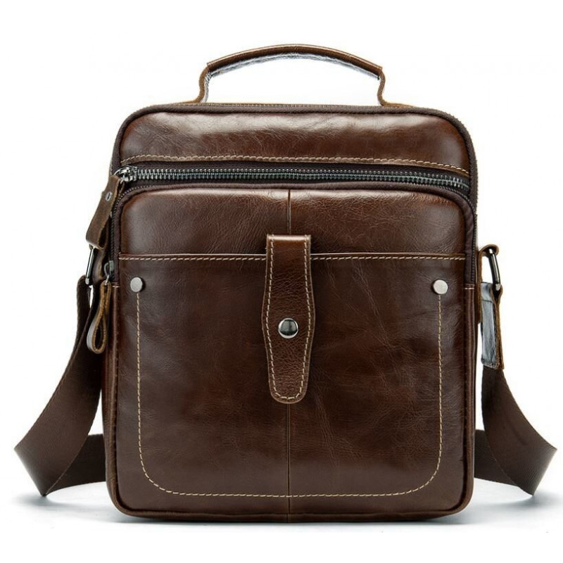 Сумка мужская гладкая Vintage Коричневая