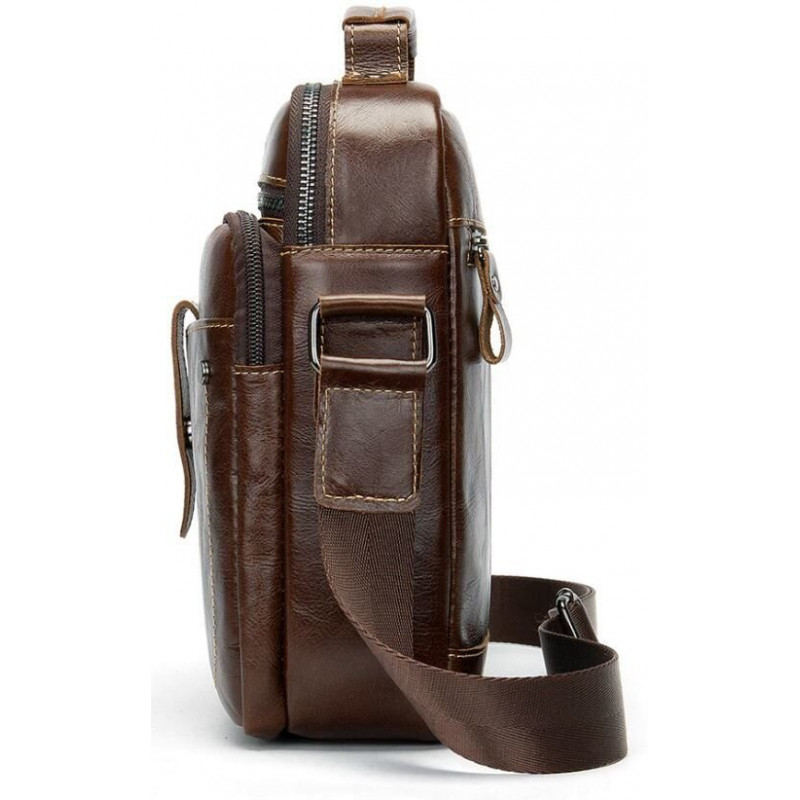 Сумка мужская гладкая Vintage Коричневая