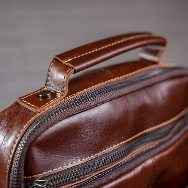 Сумка мужская гладкая Vintage Коричневая