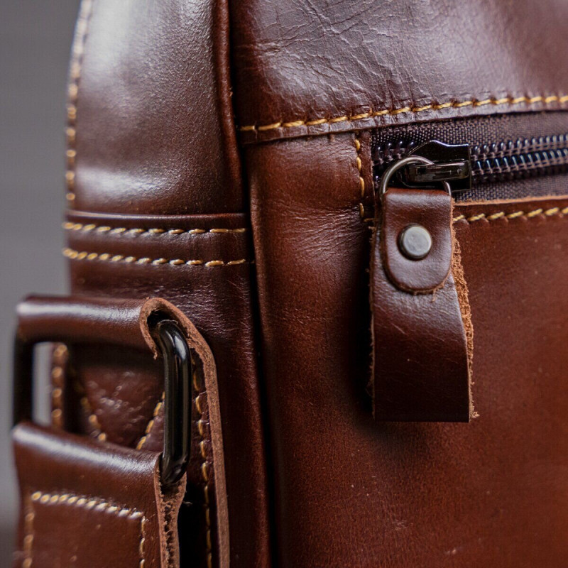 Сумка мужская гладкая Vintage Коричневая