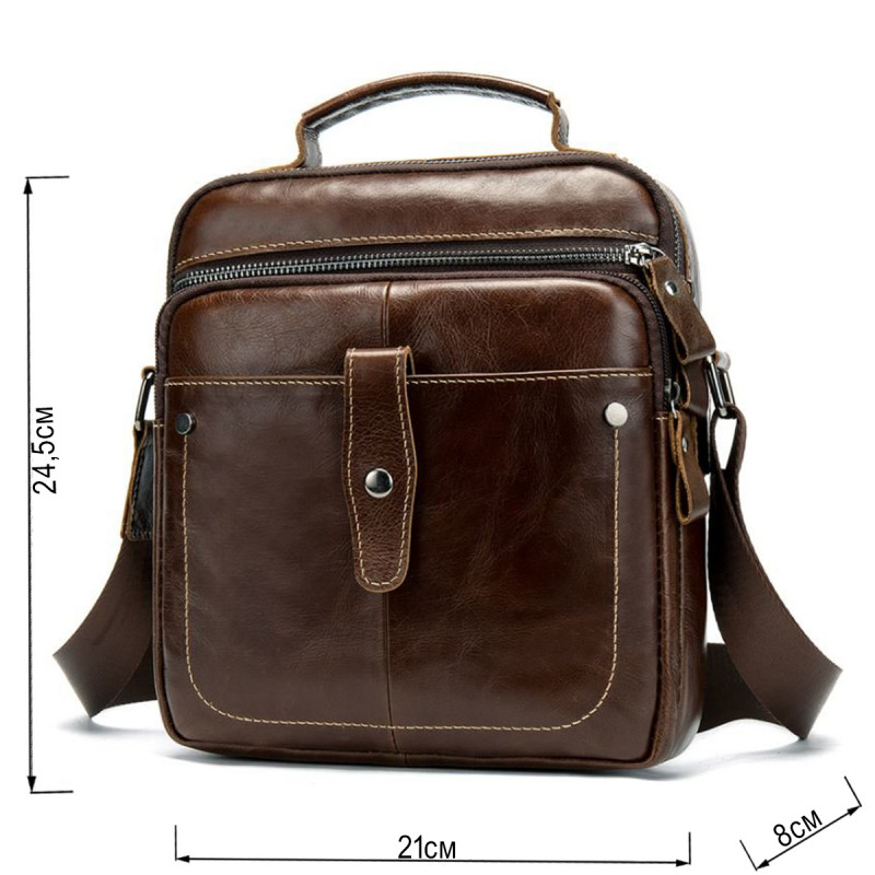 Сумка мужская гладкая Vintage Коричневая