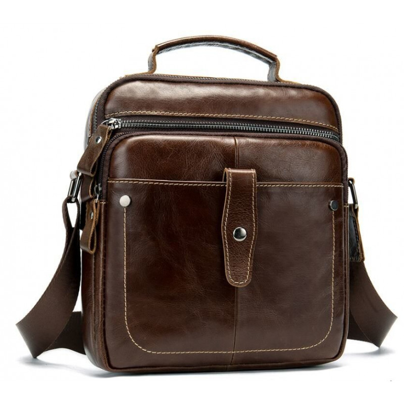 Сумка мужская гладкая Vintage Коричневая