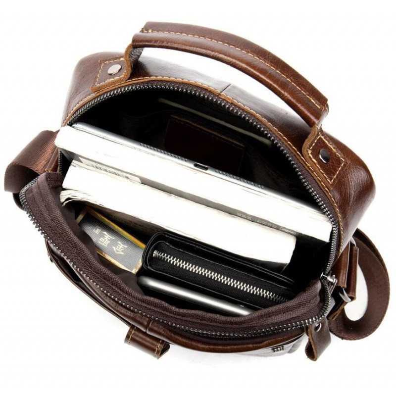 Сумка мужская гладкая Vintage Коричневая