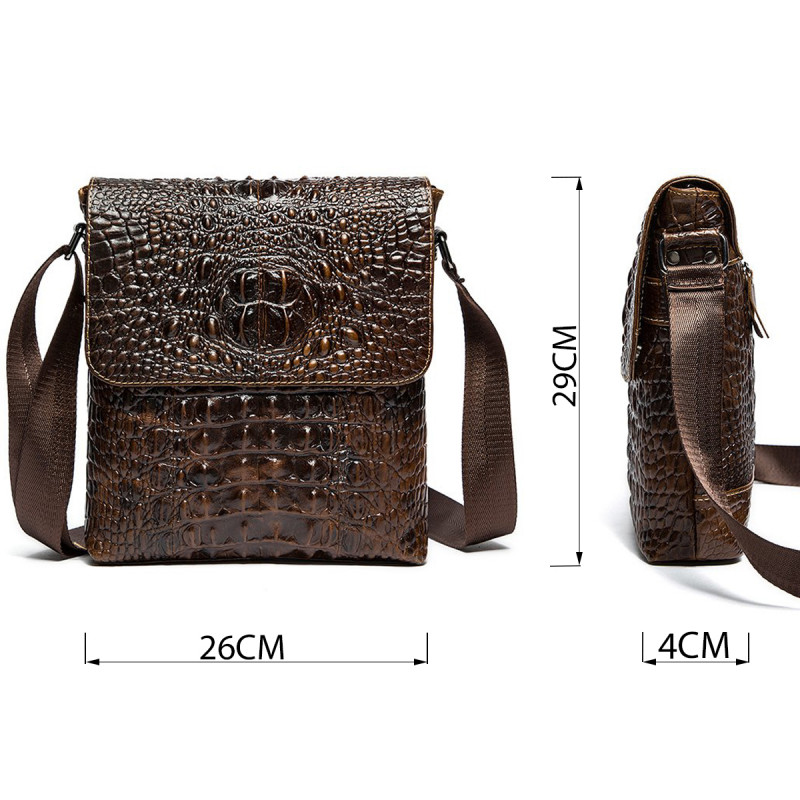 Cумка мужская с тиснением под крокодила Vintage Коричневая