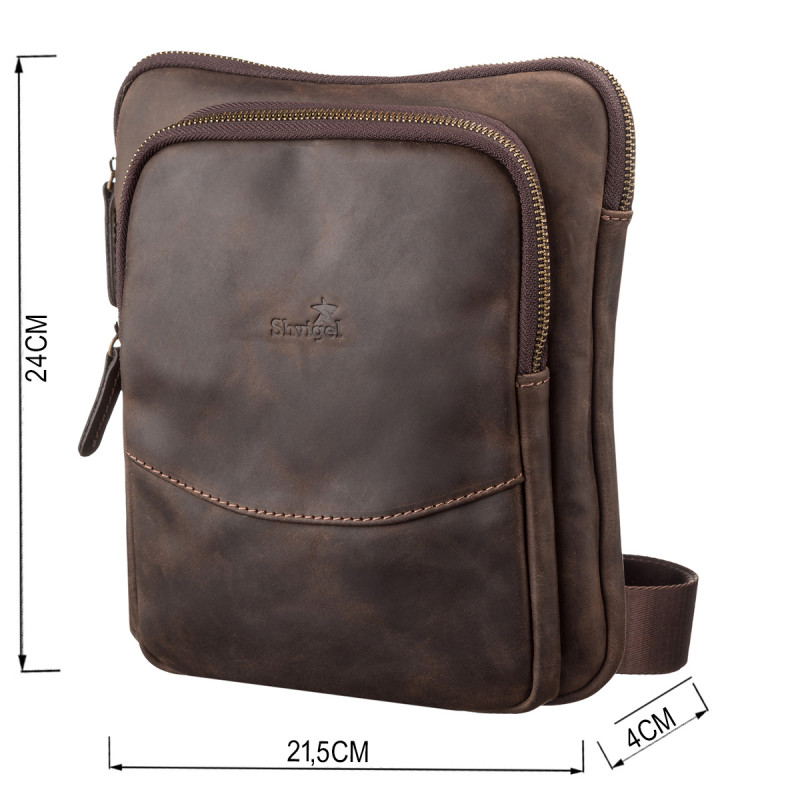 Сумка мужская SHVIGEL кожаная Коричневая