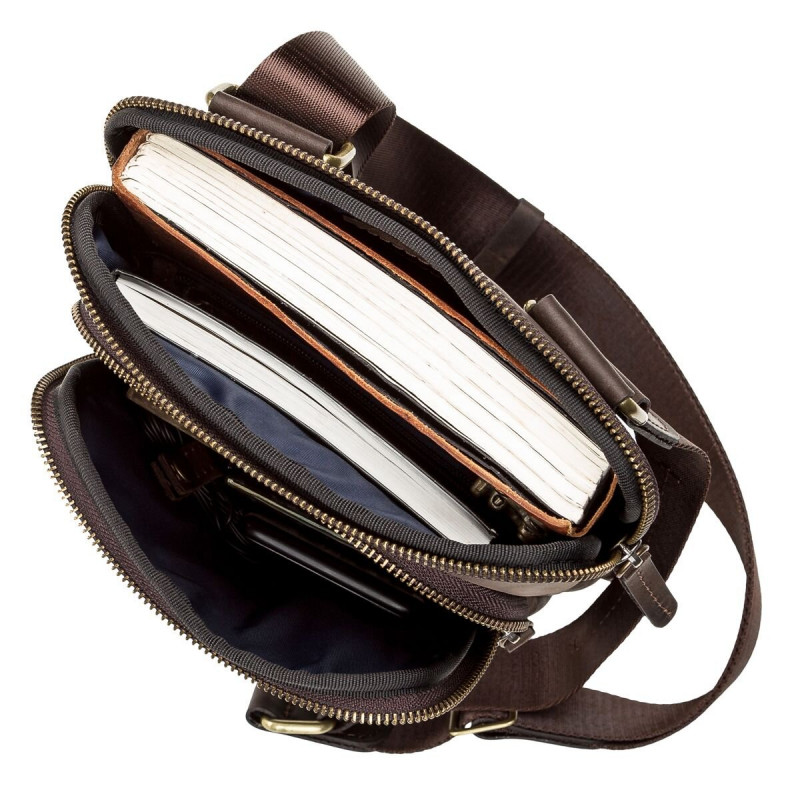 Сумка мужская SHVIGEL кожаная Коричневая