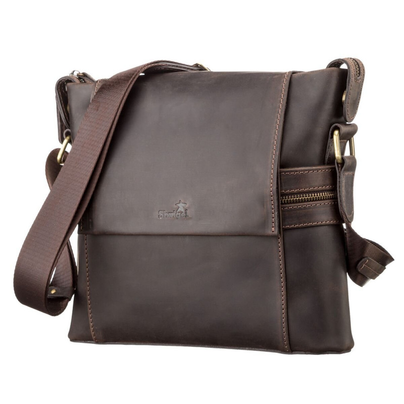 Сумка мужская SHVIGEL кожаная Коричневая