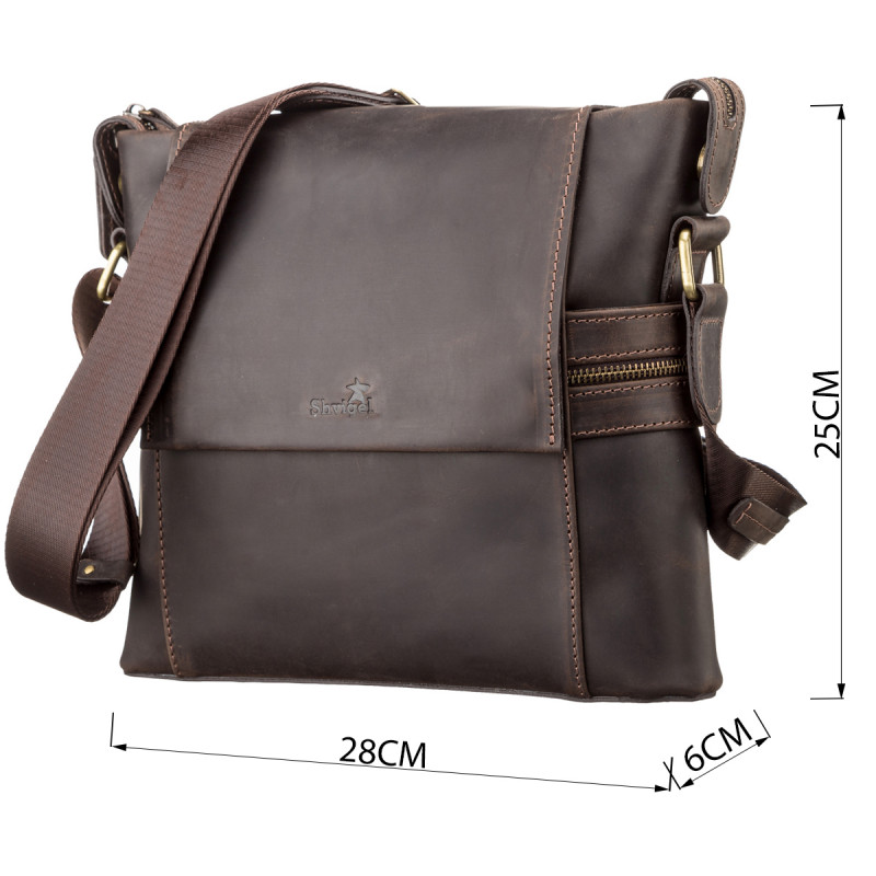 Сумка мужская SHVIGEL кожаная Коричневая