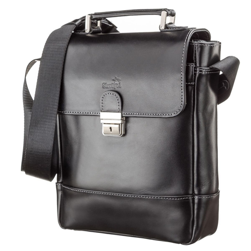 Сумка мужская SHVIGEL кожаная Черная