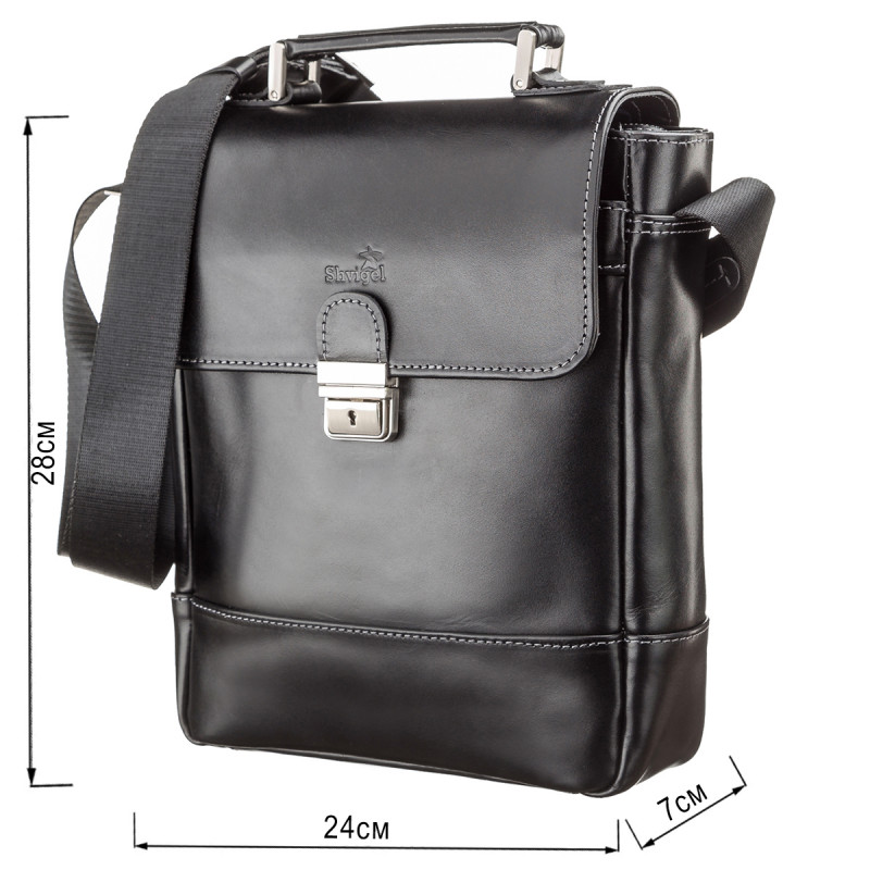 Сумка мужская SHVIGEL кожаная Черная