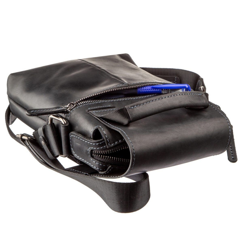 Сумка мужская матовая SHVIGEL кожаная Черная