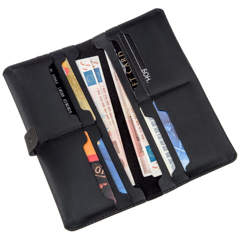 Бумажник мужской из винтажной кожи SHVIGEL Черный