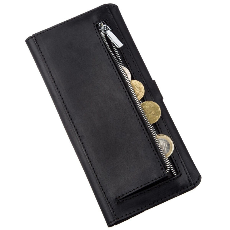 Бумажник мужской из винтажной кожи SHVIGEL Черный