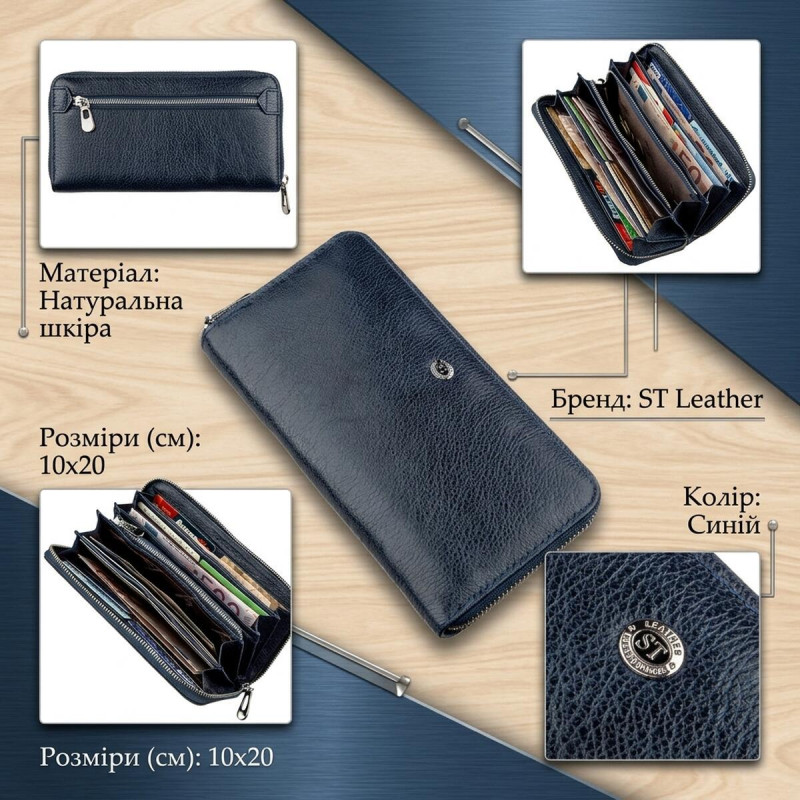 Вертикальный женский кошелек-клатч ST Leather Синий