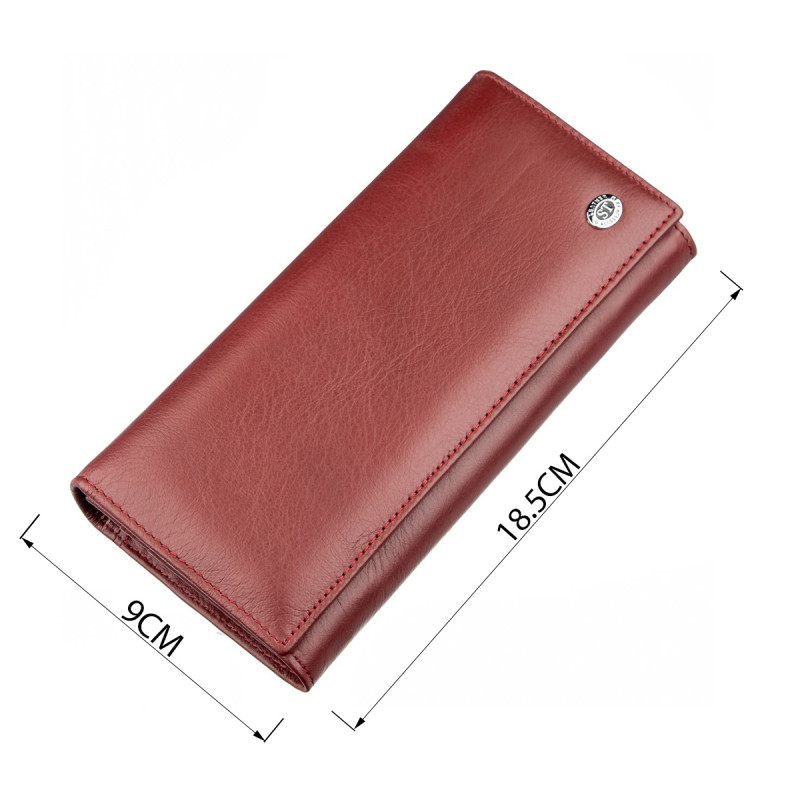 Вместительный женский кошелек ST Leather Темно-красный