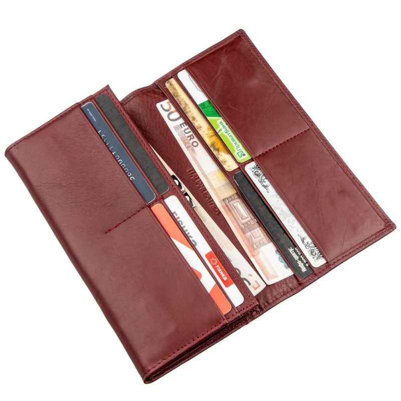 Вместительный женский кошелек ST Leather Темно-красный