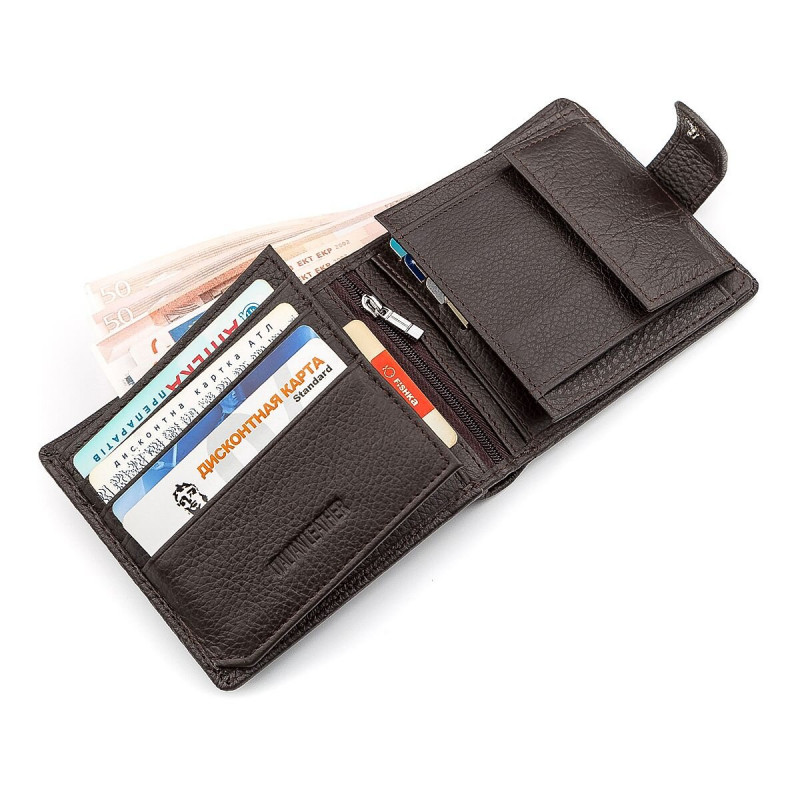 Мужской кошелек ST Leather (ST) функциональный Коричневый