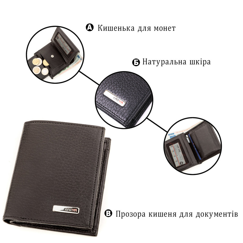 Кошелек мужской KARYA кожаный Черный