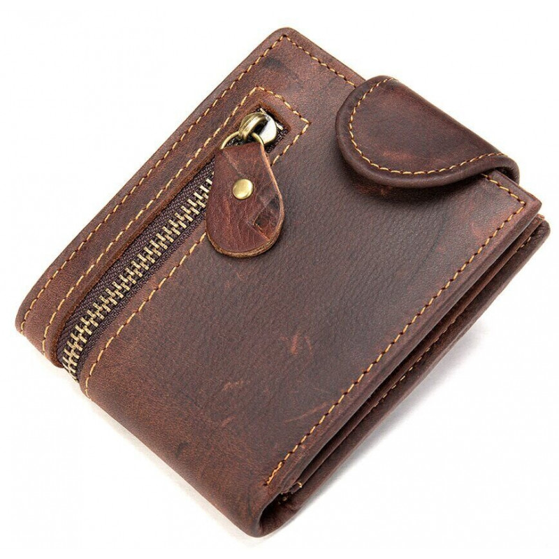 Тонкое мужское портмоне матовое Vintage Коричневое