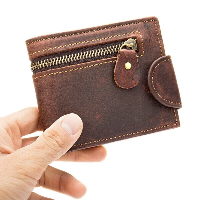 Тонкое мужское портмоне матовое Vintage Коричневое