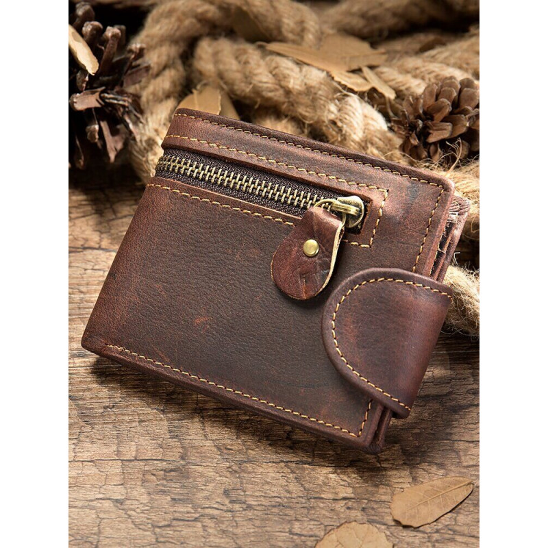 Тонкое мужское портмоне матовое Vintage Коричневое