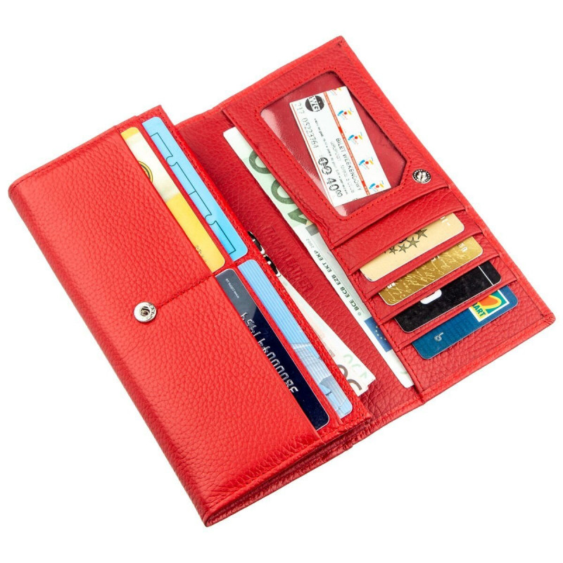 Яркий женский кошелек на кнопке ST Leather Красный