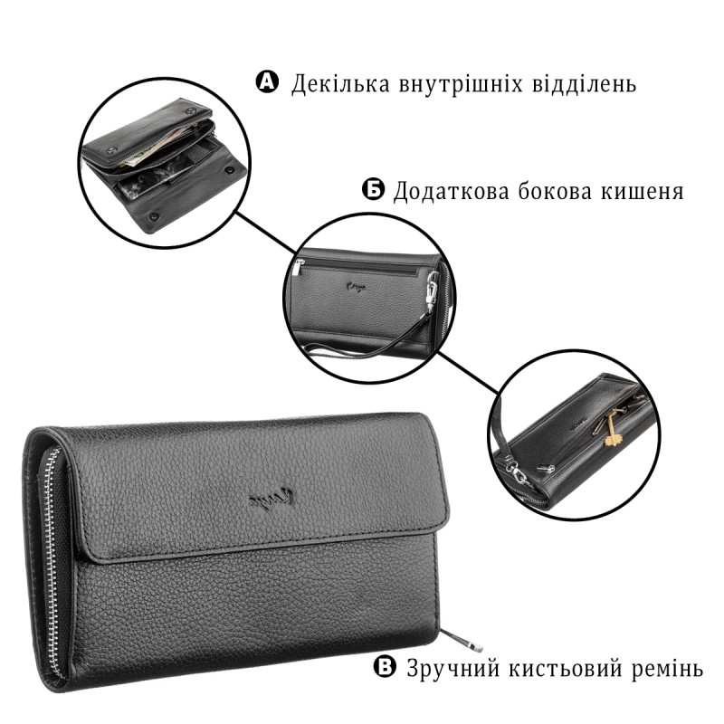 Клатч мужской KARYA кожаный Черный