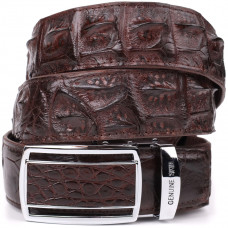 Ремень-автомат CROCODILE LEATHER из натуральной кожи крокодила (каймана) Коричневый